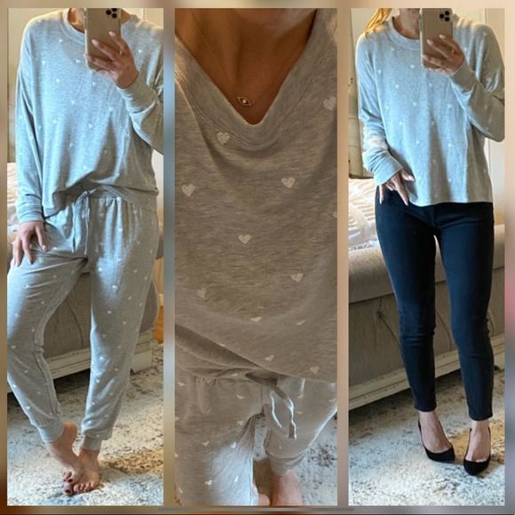 Splendid Tops - New Splendid Heather Grey Heart Top Medium